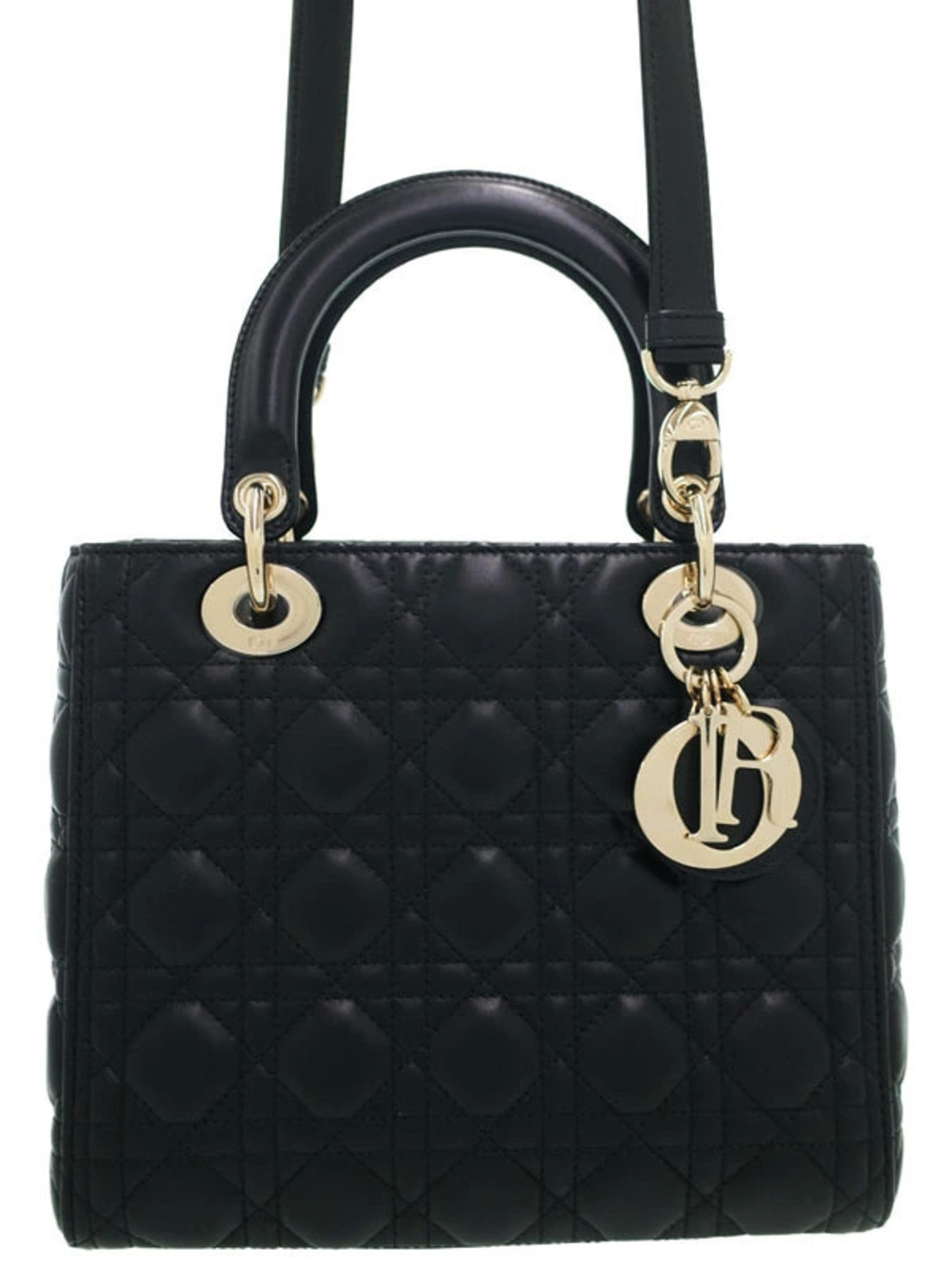 Christian Dior black lambskin Cannage Lady Dior bag